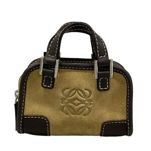 Loewe Amazon Nano Handbag Beige Dark Brown Suede Leather